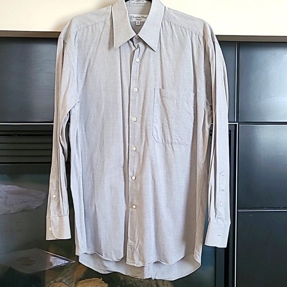 Christian Dior Chemises Shirt Mens 15-32/33 Light Gray Long Sleeves